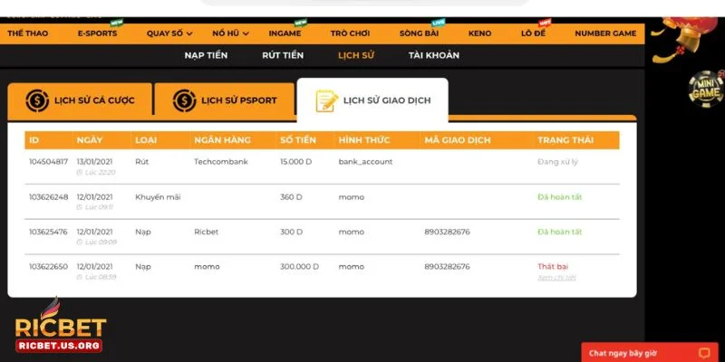 Người chơi có thể giao dịch nạp - rút tại sàn cược rất dễ dàng.